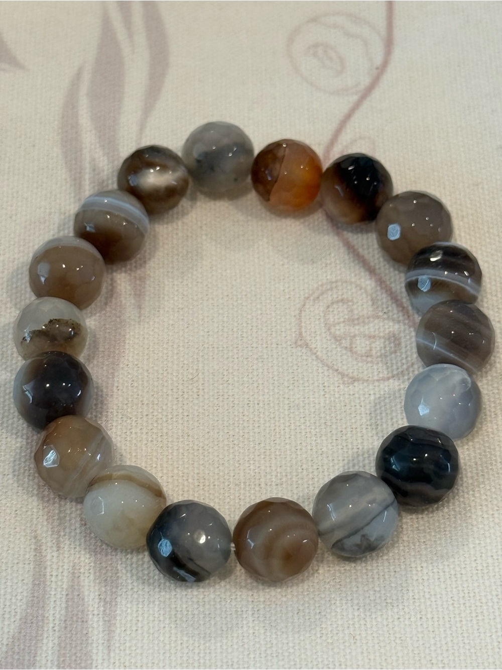 Natural  Botswana Agate Bead Stretch Bracelet